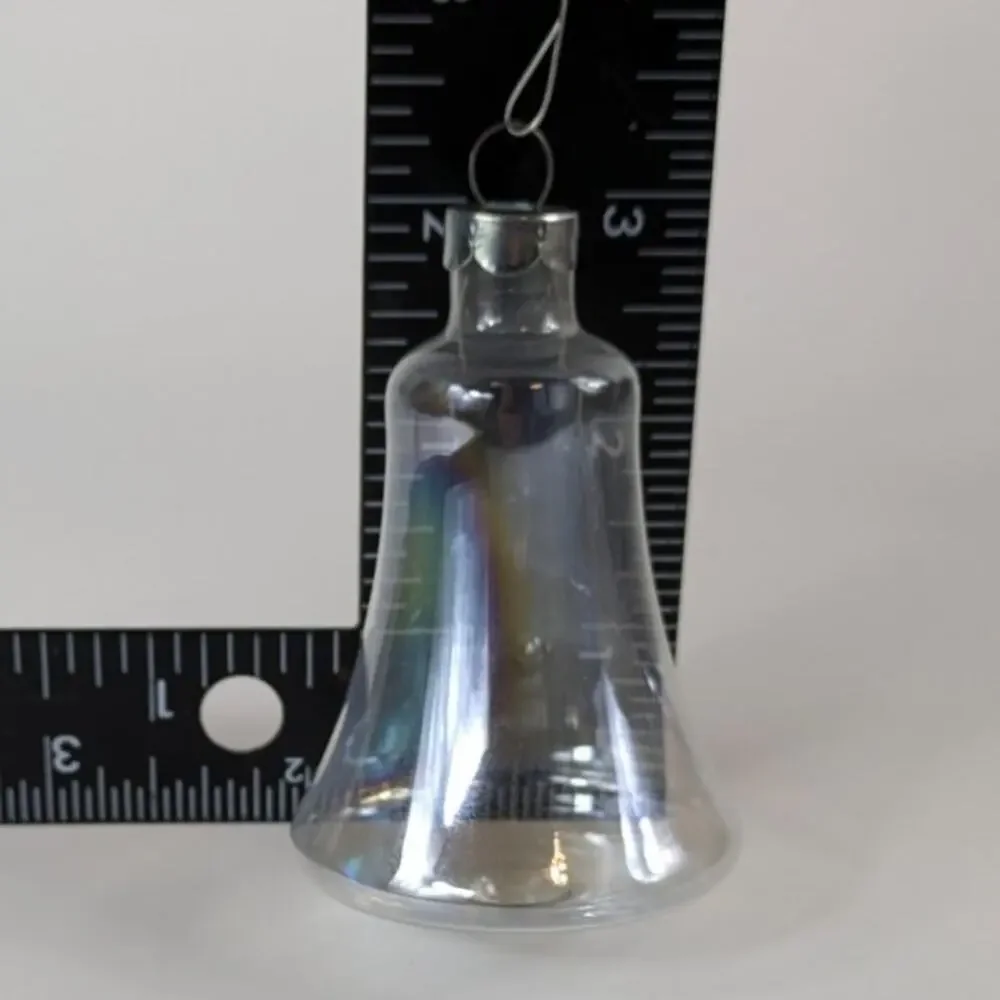 Iridescent Glass Bell Christmas Ornaments Pyramid Satin Sheen Vtg 70s Holiday